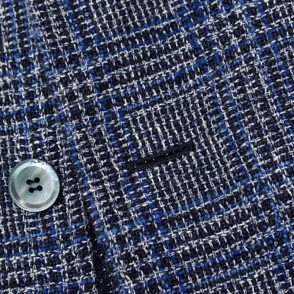 【中古】スティレ ラティーノ STILE LATINO シルクリネンコットン チェック 3B テーラードジャケット ネイビーxブラック【サイズ44】【 状態ランクB 】【 メンズ 】