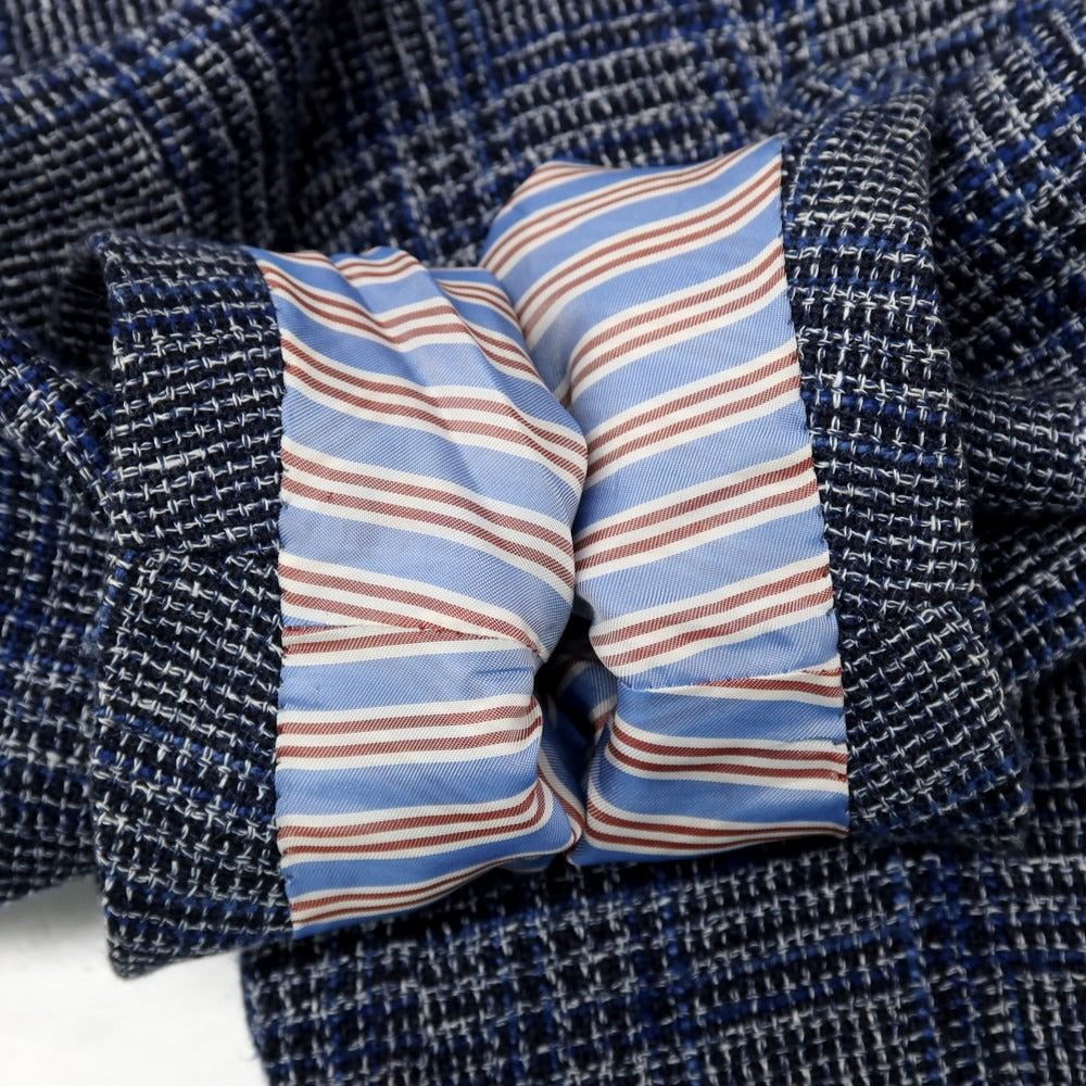 【中古】スティレ ラティーノ STILE LATINO シルクリネンコットン チェック 3B テーラードジャケット ネイビーxブラック【サイズ44】【 状態ランクB 】【 メンズ 】