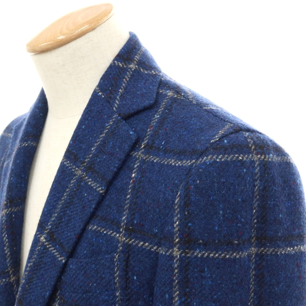 【中古】スティレ ラティーノ STILE LATINO ウールシルク チェック 3B テーラードジャケット ブルー系【サイズ44 DROP 8R】【 状態ランクB 】【 メンズ 】