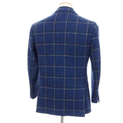 【中古】スティレ ラティーノ STILE LATINO ウールシルク チェック 3B テーラードジャケット ブルー系【サイズ44 DROP 8R】【 状態ランクB 】【 メンズ 】