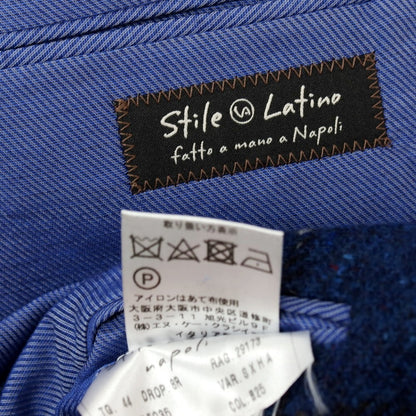 【中古】スティレ ラティーノ STILE LATINO ウールシルク チェック 3B テーラードジャケット ブルー系【サイズ44 DROP 8R】【 状態ランクB 】【 メンズ 】
