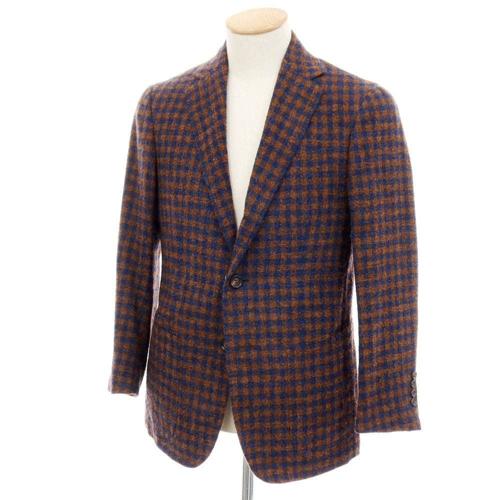 【SALE10%OFF/返品不可】【中古】スティレ ラティーノ STILE LATINO ウールナイロン チェック 3B テーラードジャケット ブラウンxネイビー【 サイズ44 DROP 8R 】【 状態ランクB 】【 メンズ 】