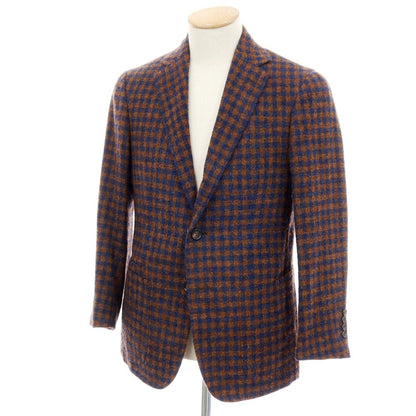 【SALE10%OFF/返品不可】【中古】スティレ ラティーノ STILE LATINO ウールナイロン チェック 3B テーラードジャケット ブラウンxネイビー【 サイズ44 DROP 8R 】【 状態ランクB 】【 メンズ 】