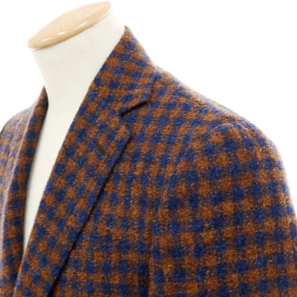 【中古】スティレ ラティーノ STILE LATINO ウールナイロン チェック 3B テーラードジャケット ブラウンxネイビー【サイズ44 DROP 8R】【 状態ランクB 】【 メンズ 】