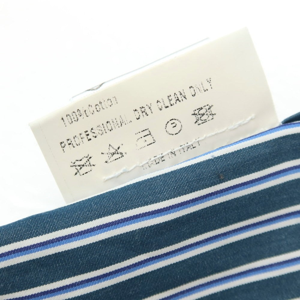 【中古】スティレ ラティーノ STILE LATINO コットン ストライプ レギュラーカラー ドレスシャツ グリーンxホワイト【サイズ39】【 状態ランクC 】【 メンズ 】