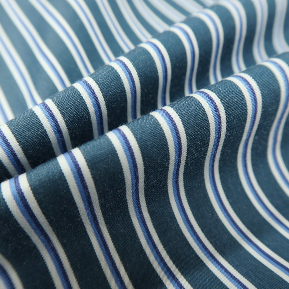 【中古】スティレ ラティーノ STILE LATINO コットン ストライプ レギュラーカラー ドレスシャツ グリーンxホワイト【サイズ39】【 状態ランクC 】【 メンズ 】