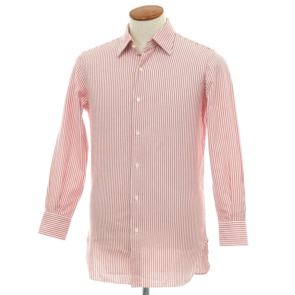 【中古】スティレ ラティーノ STILE LATINO コットン ストライプ レギュラーカラー ドレスシャツ レッドxホワイト【サイズ39】【 状態ランクC 】【 メンズ 】