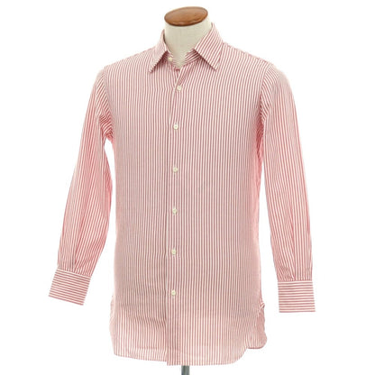【中古】スティレ ラティーノ STILE LATINO コットン ストライプ レギュラーカラー ドレスシャツ レッドxホワイト【サイズ39】【 状態ランクC 】【 メンズ 】