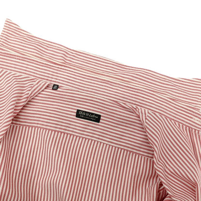 【中古】スティレ ラティーノ STILE LATINO コットン ストライプ レギュラーカラー ドレスシャツ レッドxホワイト【サイズ39】【 状態ランクC 】【 メンズ 】