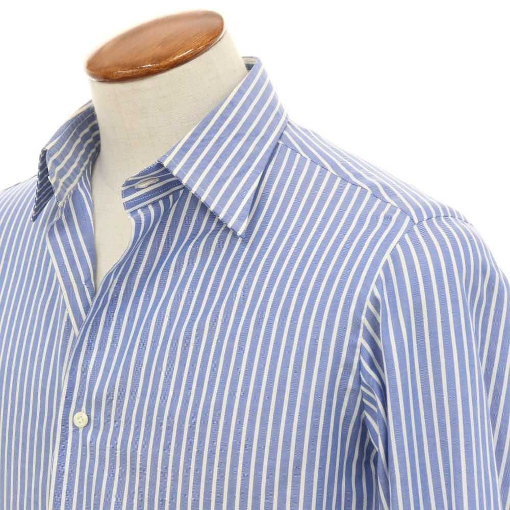 【中古】スティレ ラティーノ STILE LATINO コットン ストライプ レギュラーカラー ドレスシャツ ブルーxホワイト【 サイズ39 】【 状態ランクC 】【 メンズ 】 [BPD]