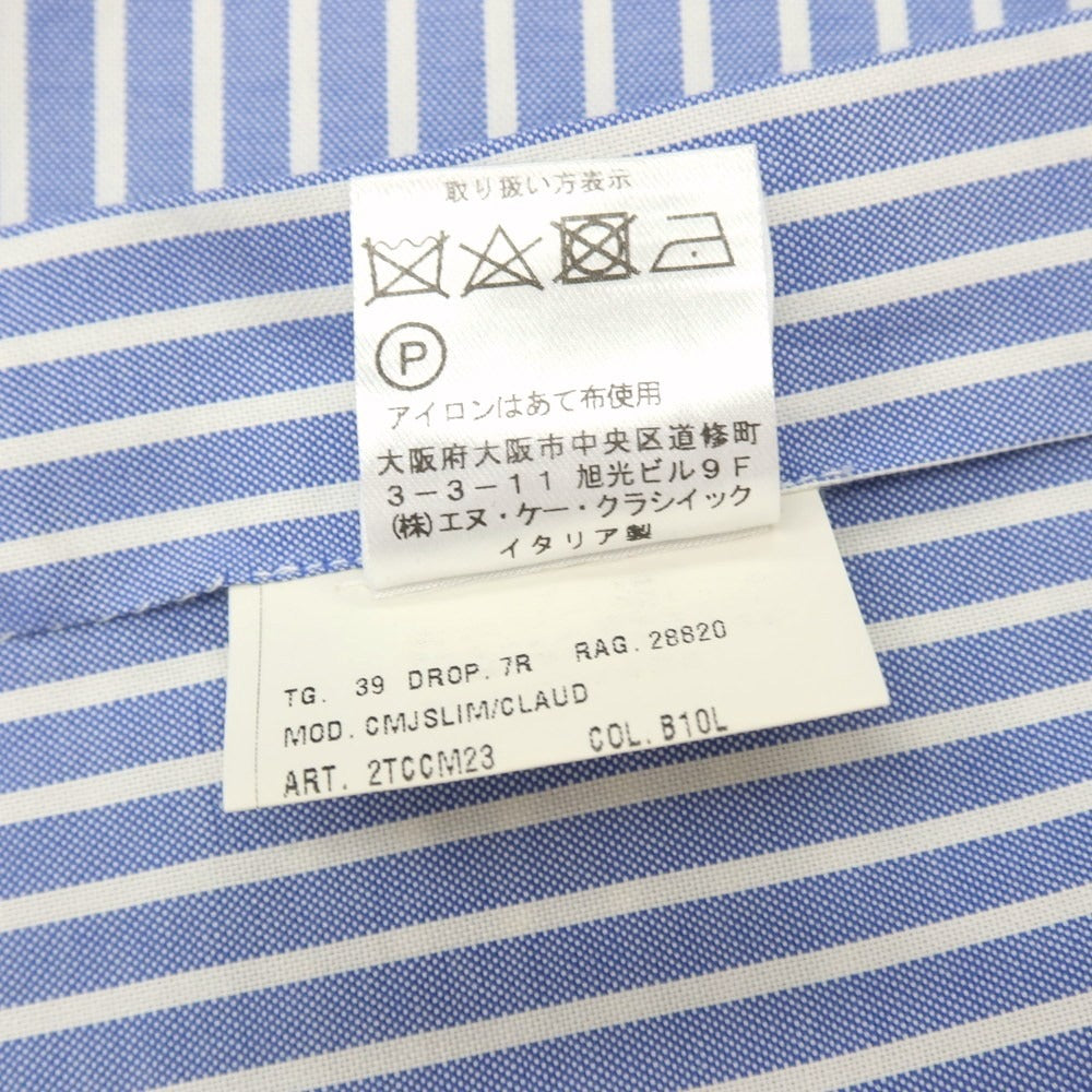 【中古】スティレ ラティーノ STILE LATINO コットン ストライプ レギュラーカラー ドレスシャツ ブルーxホワイト【 サイズ39 】【 状態ランクC 】【 メンズ 】 [BPD]