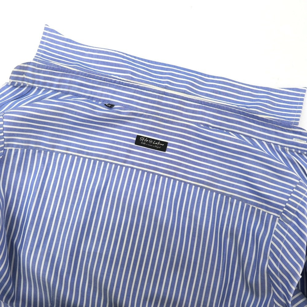 【中古】スティレ ラティーノ STILE LATINO コットン ストライプ レギュラーカラー ドレスシャツ ブルーxホワイト【 サイズ39 】【 状態ランクC 】【 メンズ 】 [BPD]