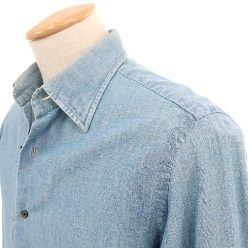 【中古】スティレ ラティーノ STILE LATINO コットンリネン レギュラーカラー カジュアルシャツ ブルー【サイズ38】【 状態ランクC 】【 メンズ 】