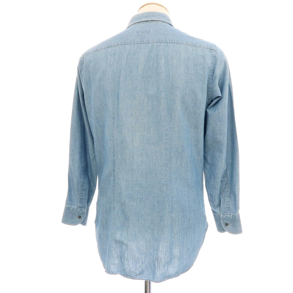 【中古】スティレ ラティーノ STILE LATINO コットンリネン レギュラーカラー カジュアルシャツ ブルー【サイズ38】【 状態ランクC 】【 メンズ 】