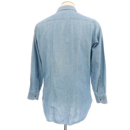 【中古】スティレ ラティーノ STILE LATINO コットンリネン レギュラーカラー カジュアルシャツ ブルー【サイズ38】【 状態ランクC 】【 メンズ 】