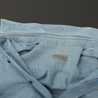 【中古】スティレ ラティーノ STILE LATINO コットンリネン レギュラーカラー カジュアルシャツ ブルー【サイズ38】【 状態ランクC 】【 メンズ 】