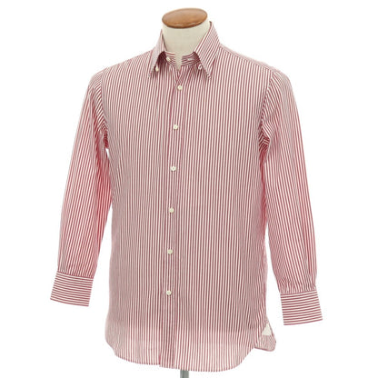 【中古】ギローバー GUY ROVER コットン ストライプ タブカラー ドレスシャツ レッドxホワイト【サイズ39】【 状態ランクC 】【 メンズ 】