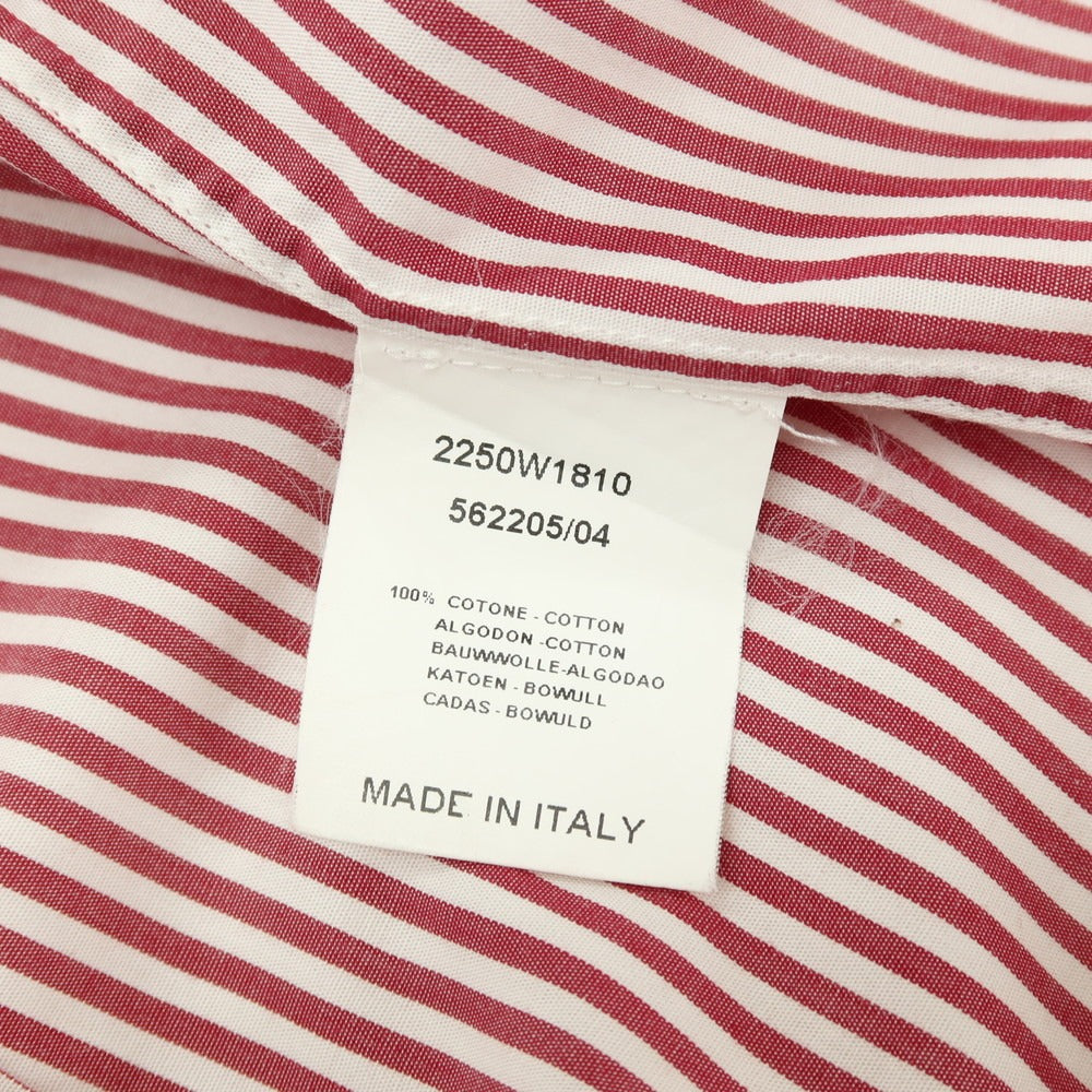 【中古】ギローバー GUY ROVER コットン ストライプ タブカラー ドレスシャツ レッドxホワイト【サイズ39】【 状態ランクC 】【 メンズ 】