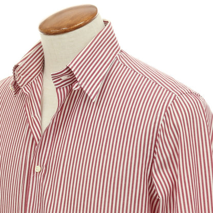 【中古】ギローバー GUY ROVER コットン ストライプ タブカラー ドレスシャツ レッドxホワイト【サイズ39】【 状態ランクC 】【 メンズ 】