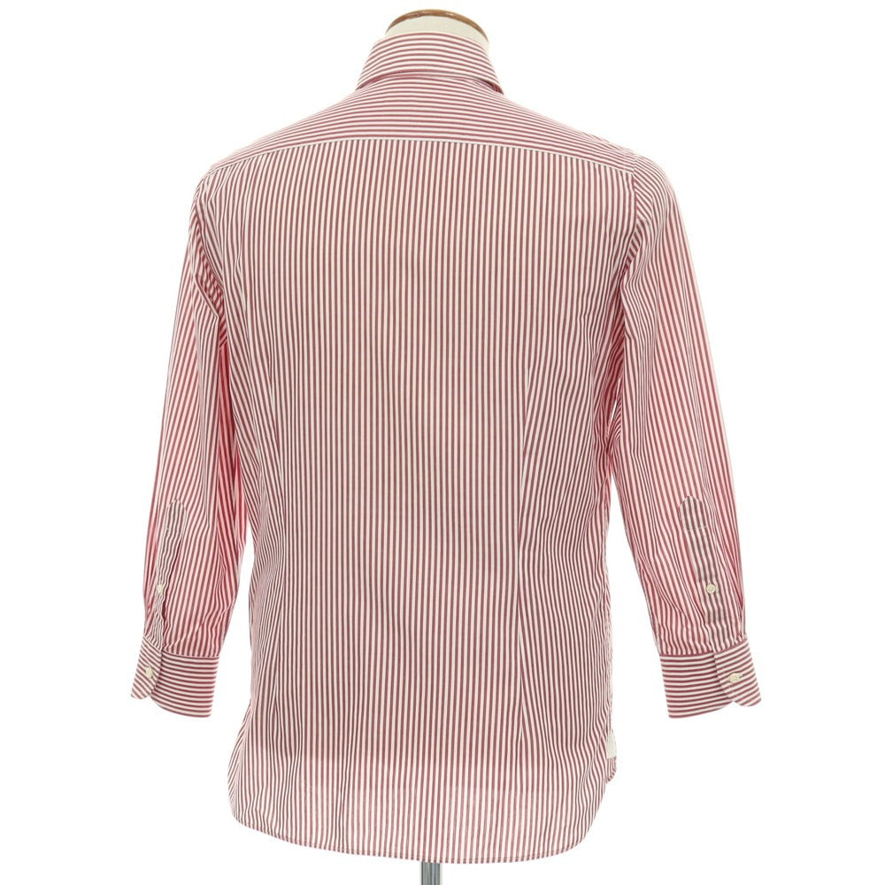 【中古】ギローバー GUY ROVER コットン ストライプ タブカラー ドレスシャツ レッドxホワイト【サイズ39】【 状態ランクC 】【 メンズ 】