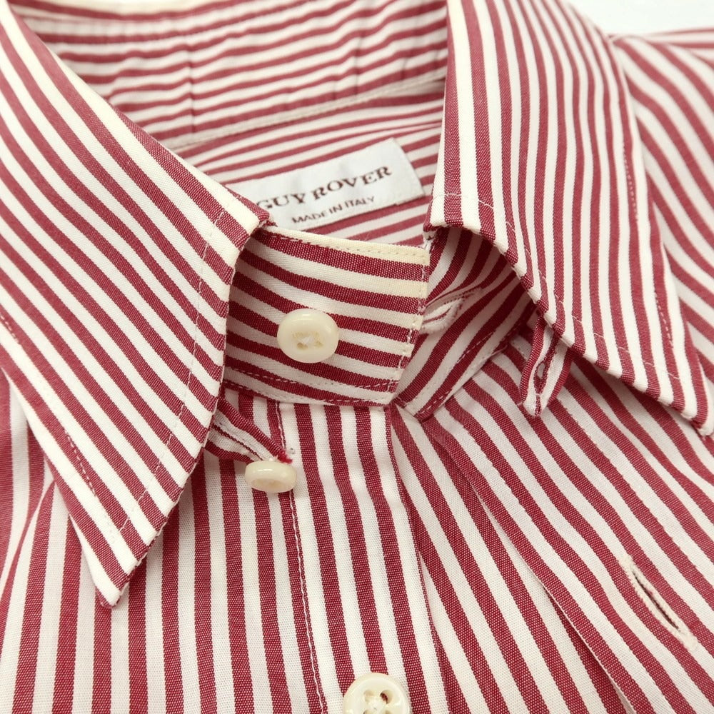 【中古】ギローバー GUY ROVER コットン ストライプ タブカラー ドレスシャツ レッドxホワイト【サイズ39】【 状態ランクC 】【 メンズ 】