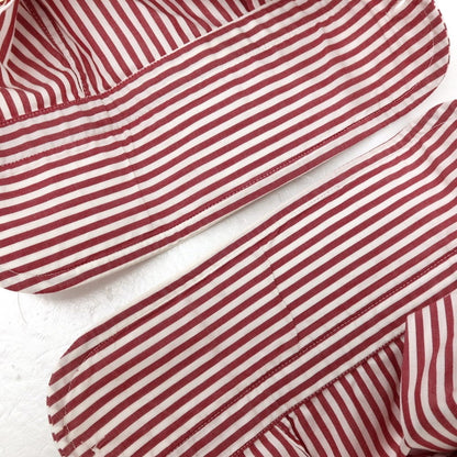 【中古】ギローバー GUY ROVER コットン ストライプ タブカラー ドレスシャツ レッドxホワイト【サイズ39】【 状態ランクC 】【 メンズ 】