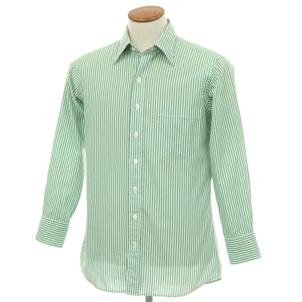 【中古】ドレイクス DRAKES EASYDAY コットン ストライプ レギュラーカラー ドレスシャツ グリーンxホワイト【サイズ39】【 状態ランクC 】【 メンズ 】