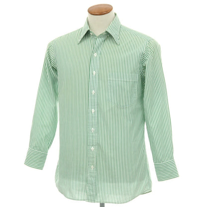 【中古】ドレイクス DRAKES EASYDAY コットン ストライプ レギュラーカラー ドレスシャツ グリーンxホワイト【サイズ39】【 状態ランクC 】【 メンズ 】