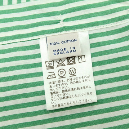 【中古】ドレイクス DRAKES EASYDAY コットン ストライプ レギュラーカラー ドレスシャツ グリーンxホワイト【サイズ39】【 状態ランクC 】【 メンズ 】