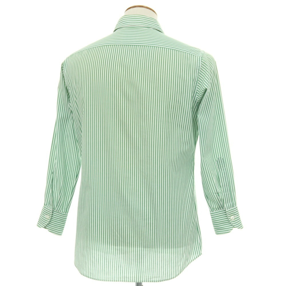 【中古】ドレイクス DRAKES EASYDAY コットン ストライプ レギュラーカラー ドレスシャツ グリーンxホワイト【サイズ39】【 状態ランクC 】【 メンズ 】