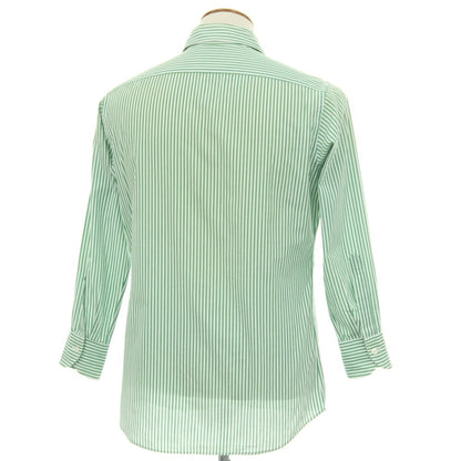【中古】ドレイクス DRAKES EASYDAY コットン ストライプ レギュラーカラー ドレスシャツ グリーンxホワイト【サイズ39】【 状態ランクC 】【 メンズ 】