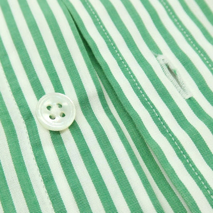 【中古】ドレイクス DRAKES EASYDAY コットン ストライプ レギュラーカラー ドレスシャツ グリーンxホワイト【サイズ39】【 状態ランクC 】【 メンズ 】