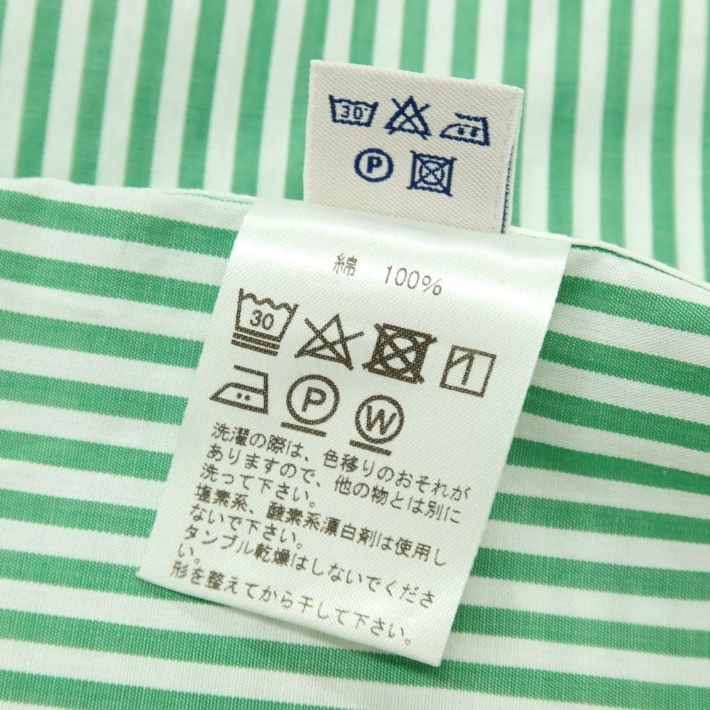 【中古】ドレイクス DRAKES EASYDAY コットン ストライプ レギュラーカラー ドレスシャツ グリーンxホワイト【サイズ39】【 状態ランクC 】【 メンズ 】