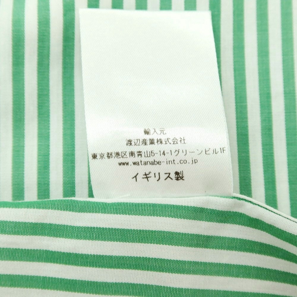 【中古】ドレイクス DRAKES EASYDAY コットン ストライプ レギュラーカラー ドレスシャツ グリーンxホワイト【 サイズ39 】【 状態ランクC 】【 メンズ 】 [BPD]