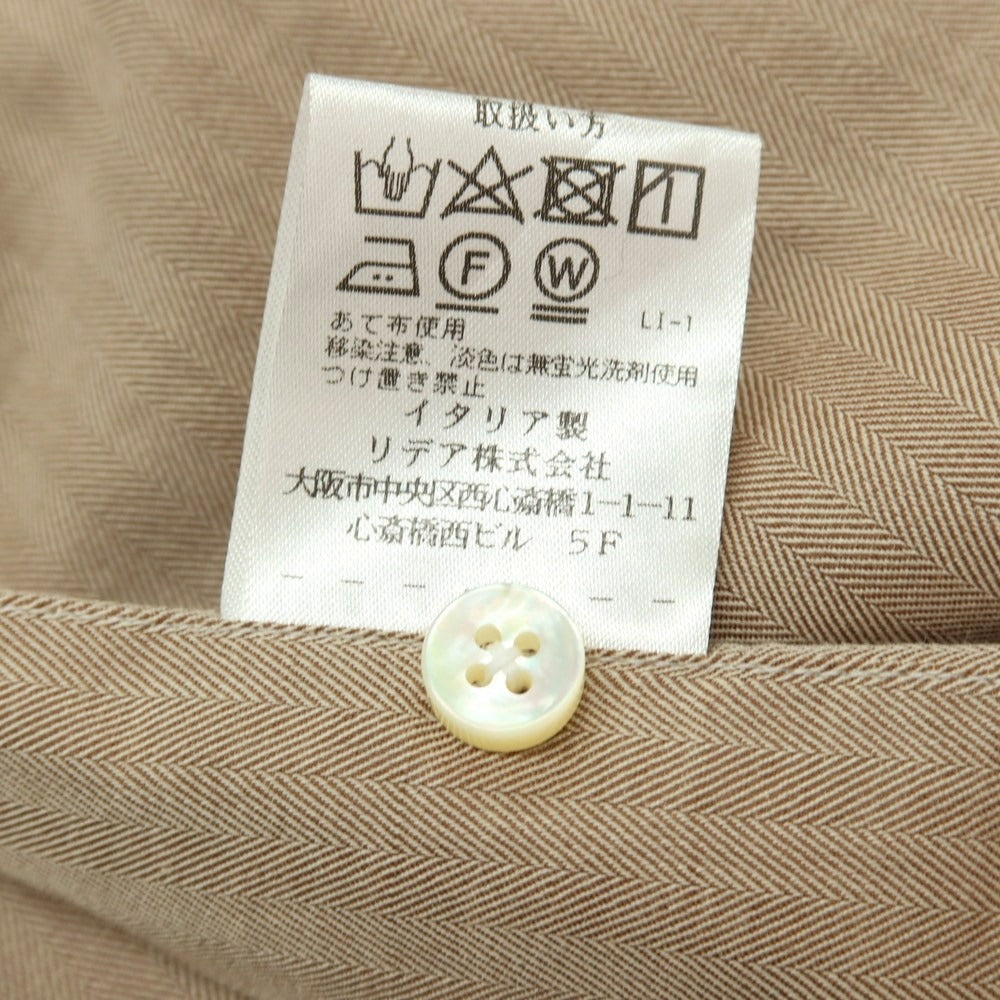 【中古】バルバ BARBA コットン ヘリンボーンストライプ ワイドカラー ドレスシャツ ライトブラウン【サイズ39】【 状態ランクB 】【 メンズ 】