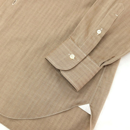 【中古】バルバ BARBA コットン ヘリンボーンストライプ ワイドカラー ドレスシャツ ライトブラウン【サイズ39】【 状態ランクB 】【 メンズ 】