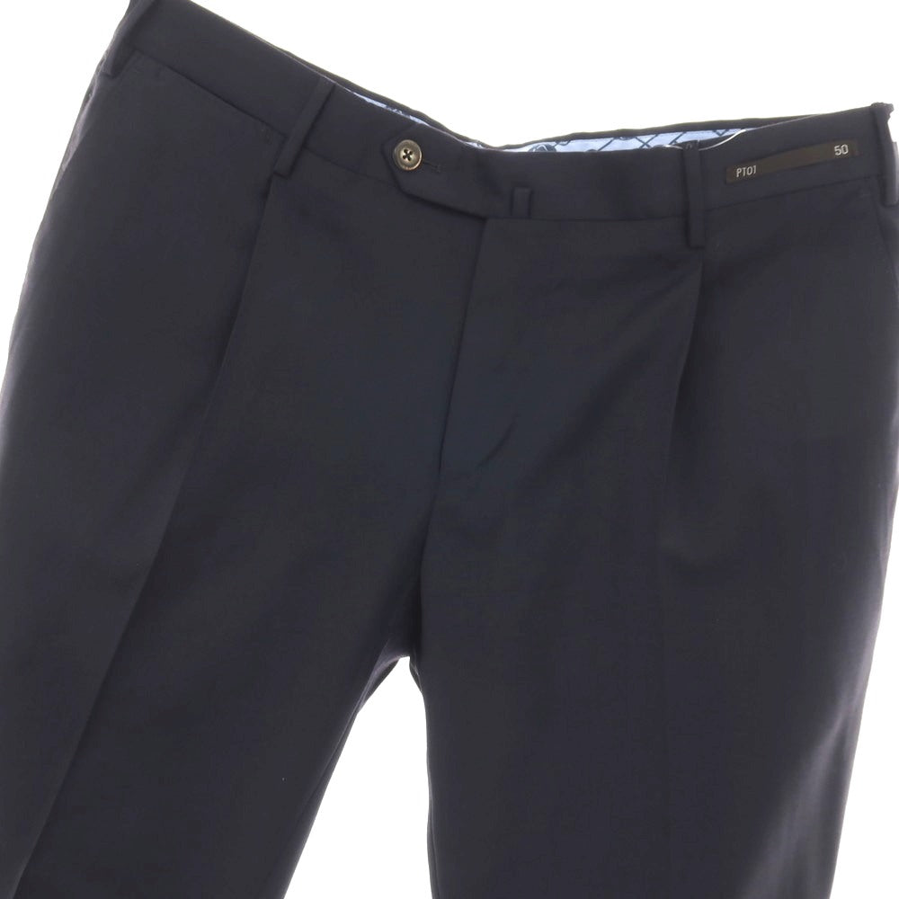 【中古】ピーティーゼロウーノ PT01 TRAVELLER ストレッチ ポリエステルウール ドレススラックスパンツ ネイビー【サイズ50】【 状態ランクB 】【 メンズ 】