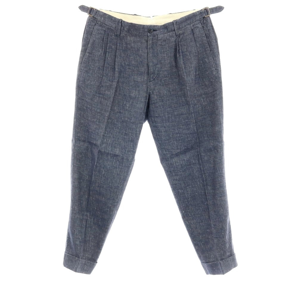 【中古】ジーティーアー G.T.A Herrick ストレッチ リネンコットン カジュアルスラックスパンツ ネイビー【サイズ48】【 状態ランクB 】【 メンズ 】