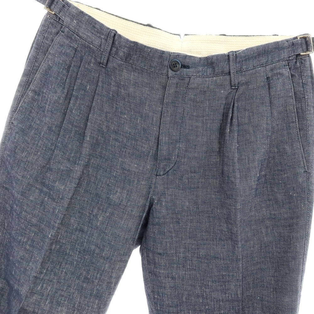【中古】ジーティーアー G.T.A Herrick ストレッチ リネンコットン カジュアルスラックスパンツ ネイビー【サイズ48】【 状態ランクB 】【 メンズ 】