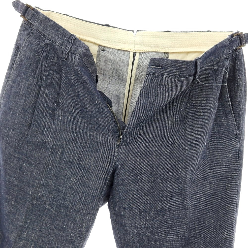 【中古】ジーティーアー G.T.A Herrick ストレッチ リネンコットン カジュアルスラックスパンツ ネイビー【サイズ48】【 状態ランクB 】【 メンズ 】