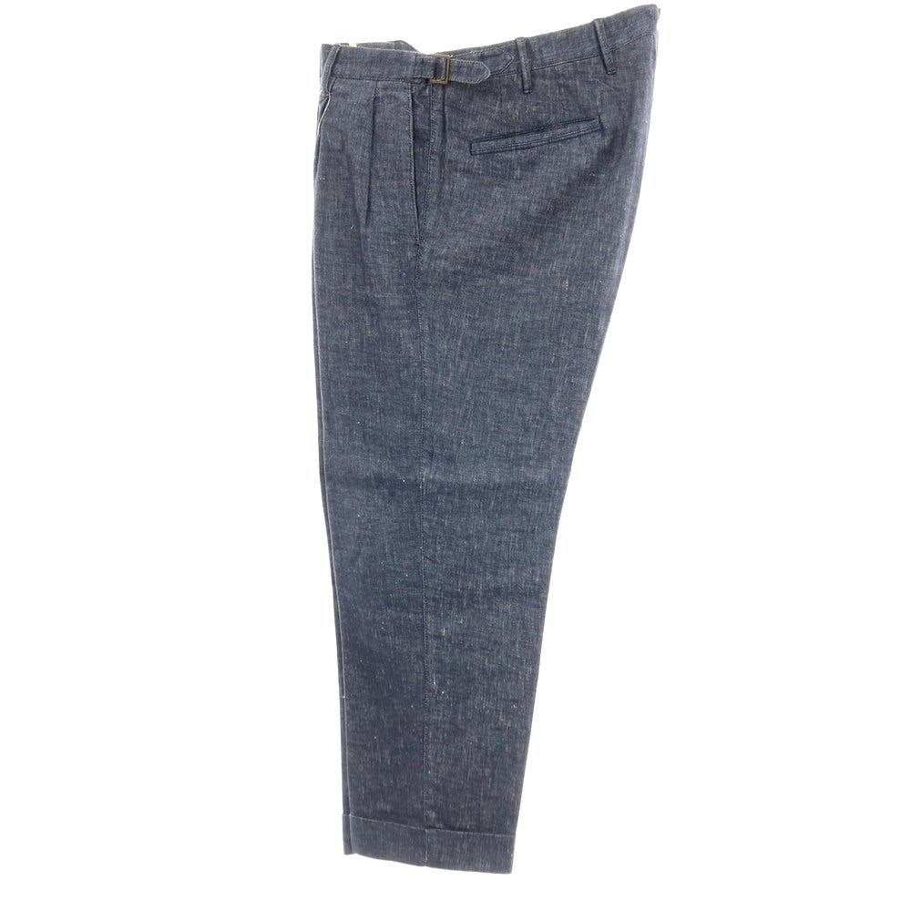 【中古】ジーティーアー G.T.A Herrick ストレッチ リネンコットン カジュアルスラックスパンツ ネイビー【サイズ48】【 状態ランクB 】【 メンズ 】