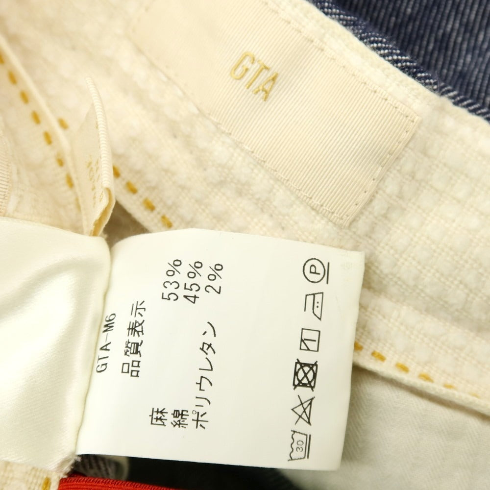 【中古】ジーティーアー G.T.A Herrick ストレッチ リネンコットン カジュアルスラックスパンツ ネイビー【サイズ48】【 状態ランクB 】【 メンズ 】