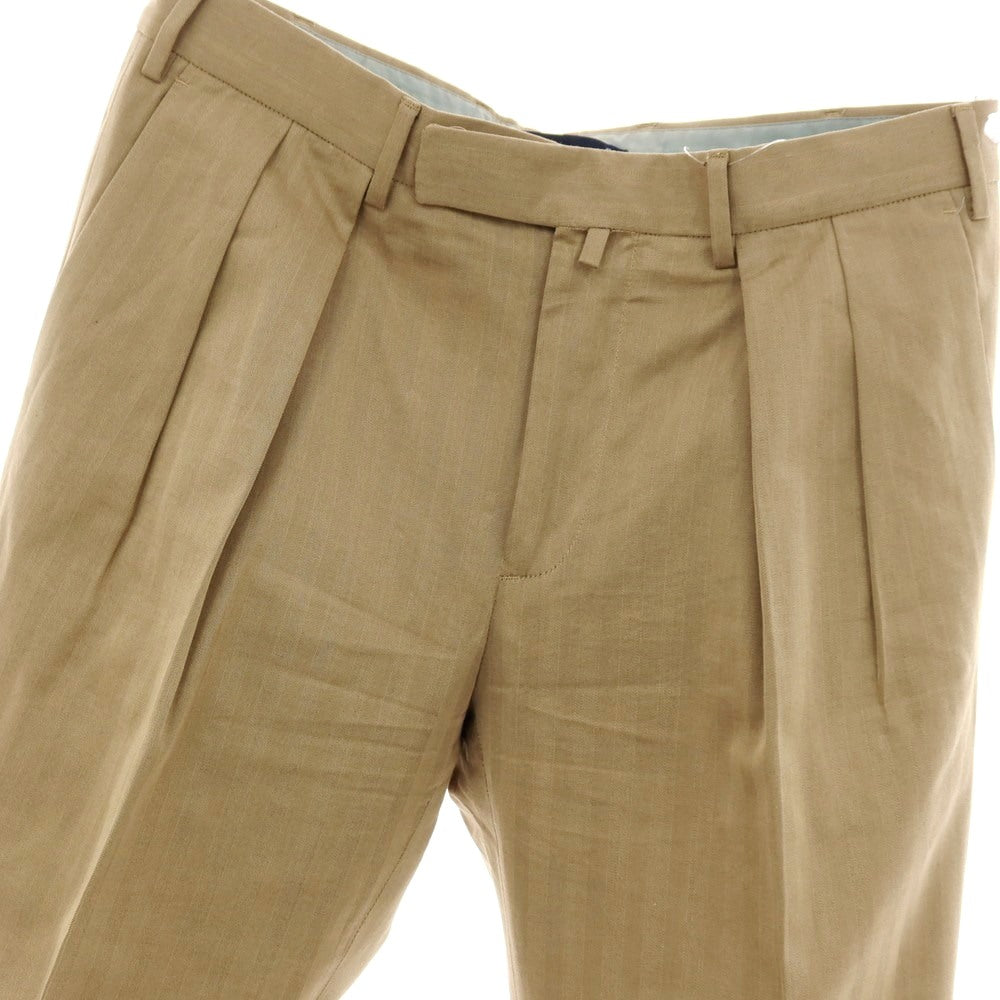 【中古】インコテックス INCOTEX コットン ヘリンボーン カジュアルスラックスパンツ ダークベージュ【サイズ50】【 状態ランクB 】【 メンズ 】