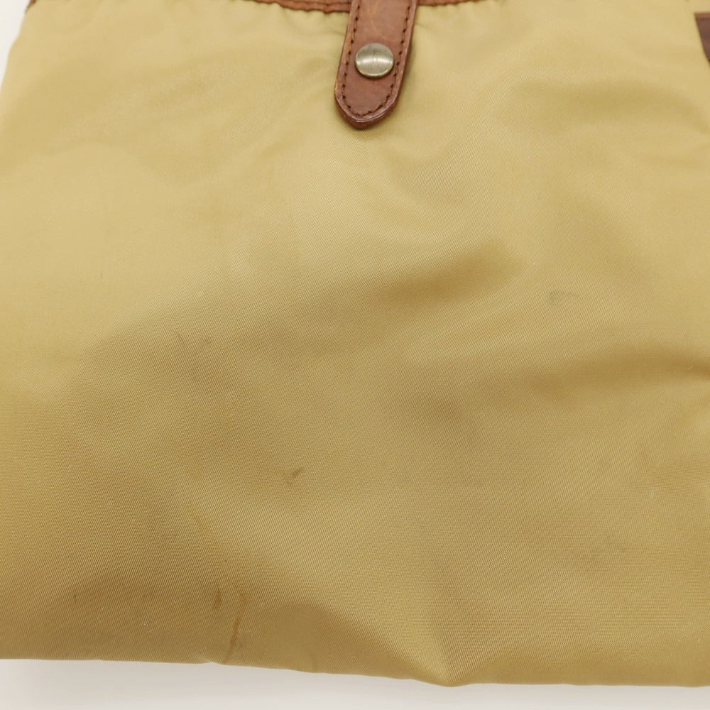 【中古】エフクリオ F.CLIO ナイロン レザー ショルダーバッグ イエローベージュxブラウン【 状態ランクC 】【 メンズ 】