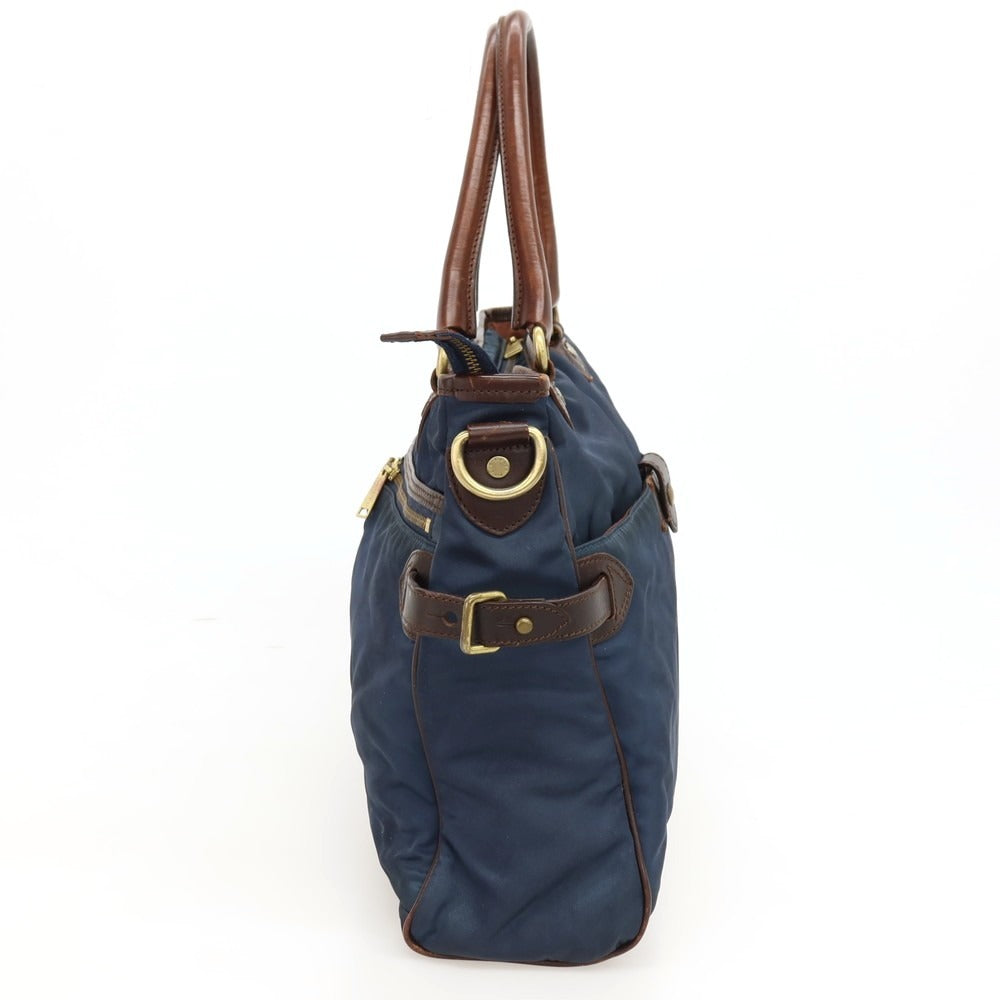 【中古】エフクリオ F.CLIO ナイロン レザー ブリーフケース ネイビーxブラウン【 状態ランクC 】【 メンズ 】