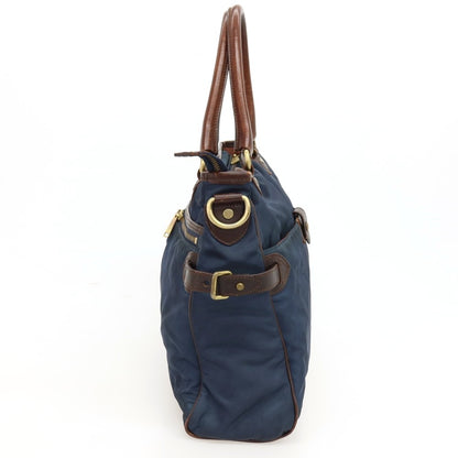 【中古】エフクリオ F.CLIO ナイロン レザー ブリーフケース ネイビーxブラウン【 状態ランクC 】【 メンズ 】