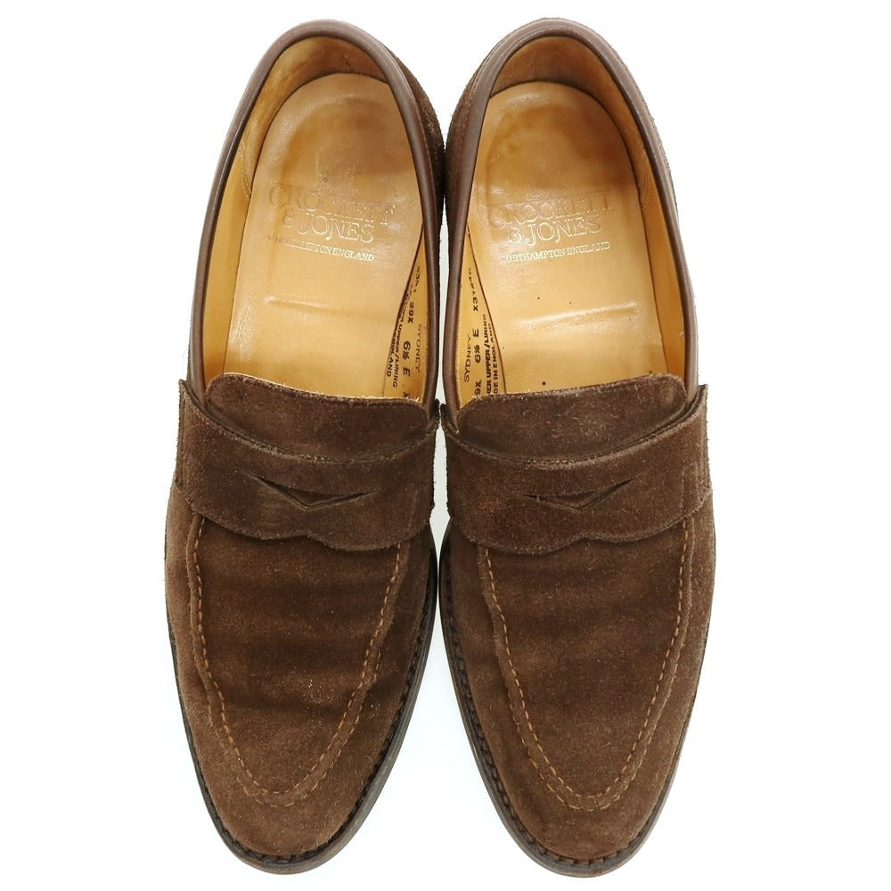 【中古】クロケットアンドジョーンズ CROCKETT&amp;JONES SYDNEY スウェード ローファー ブラウン【 6 1/2 】【 状態ランクC 】【 メンズ 】 []