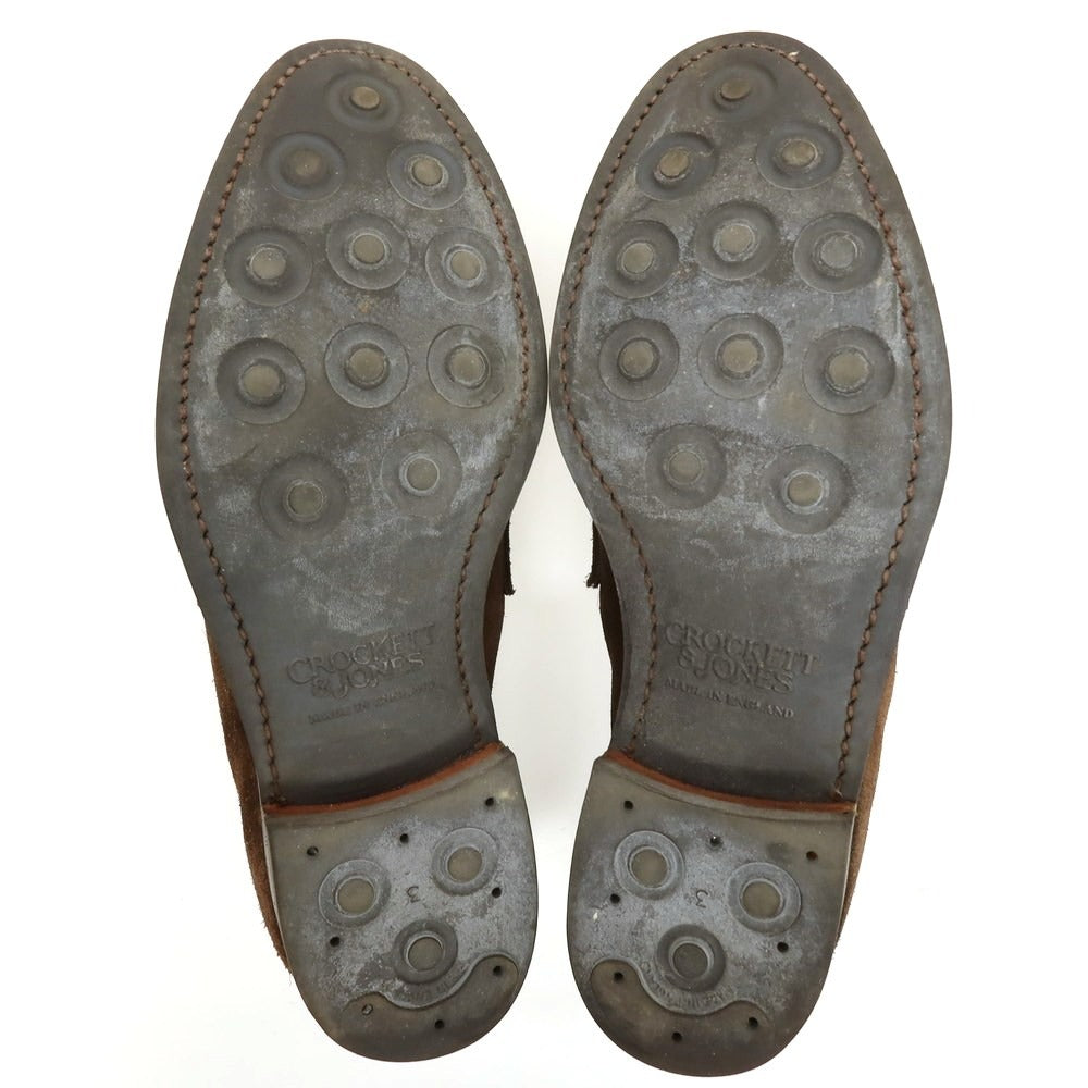 【中古】クロケットアンドジョーンズ CROCKETT&amp;JONES SYDNEY スウェード ローファー ブラウン【 6 1/2 】【 状態ランクC 】【 メンズ 】 []