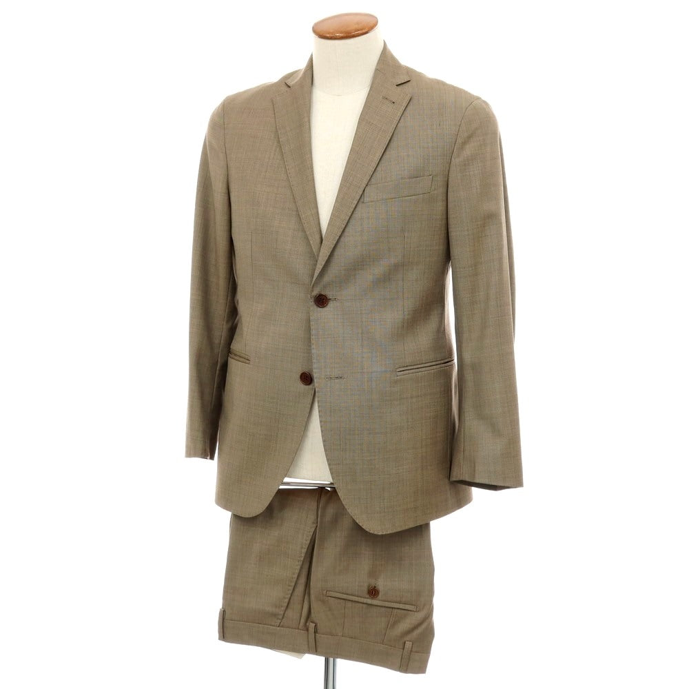 【中古】カンタレリ Cantarelli ウール 2つボタンスーツ ベージュxブラウン【サイズ46】【 状態ランクC 】【 メンズ 】