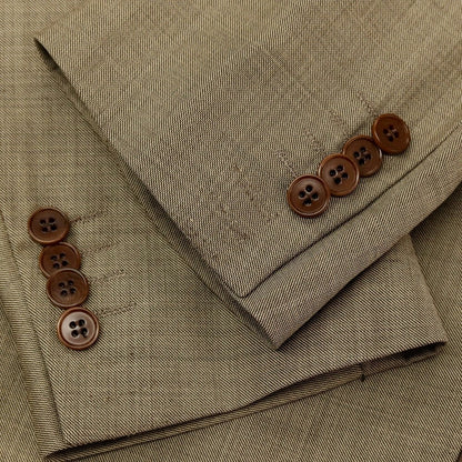 【中古】カンタレリ Cantarelli ウール 2つボタンスーツ ベージュxブラウン【サイズ46】【 状態ランクC 】【 メンズ 】